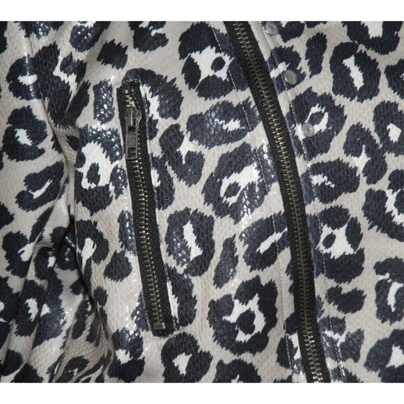 NWT Crazy Train Leopard Print Moto Jacket Size M Zip Up Studded Vegan Leather - Picture 4 of 12